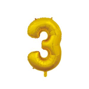 Foil balloon gold 66cm, number 3