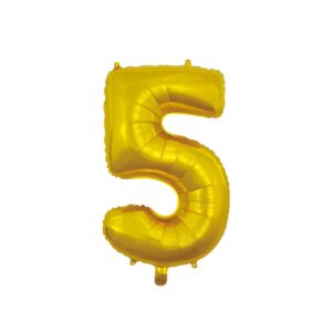 Foil balloon gold 66cm, number 5