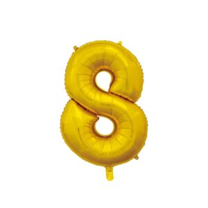 Foil balloon gold 66cm, number 8