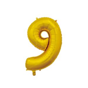 Foil balloon gold 66cm, number 9