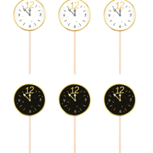 Toppers Happy New Year clocks 6pcs