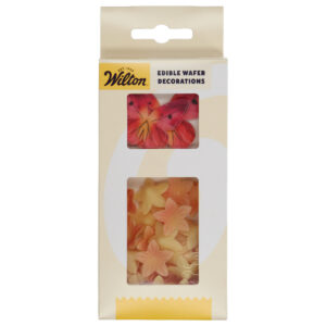 Wilton Edible Wafer Decorations Flowers & Butterflies Orange Pink set/30