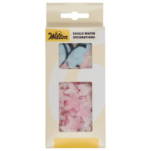 Wilton Edible Wafer Decorations Flowers & Butterflies Pastel Pink set/30