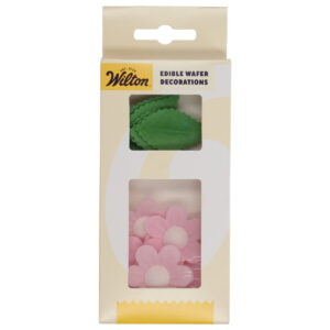 Wilton Edible Wafer Decorations Flowers & Leaves Pink set/11