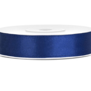 Satin ribbon, navy blue 1,2cm
