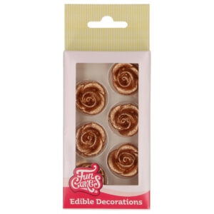 FunCakes Sugar Paste Decorations Roses Bronze Gold set/6