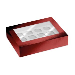 Simply Making Cupcake Box Window Red Metallic 12 pk/2
