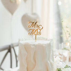 MR & MRS Acrylic Cake Topper, gold, 16.5 cm