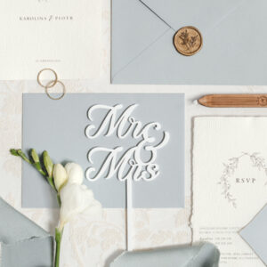 MR & MRS Acrylic Cake Topper, white, 16.5 cm