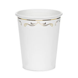 Paper Cups with Ornament, White, 6pcs