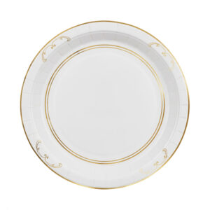 Paper Plates with Ornament, White, 23cm