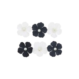 Paperflowers, black-white 6pcs