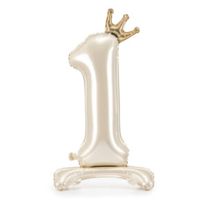 Standing foil balloon number ''1'', 84 cm, light cream