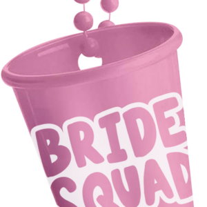Shot glass on chain - Bride Squad - She Said Yaasss - Pink