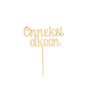 Wooden caketopper Onneksi olkoon