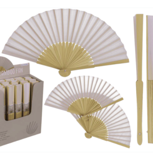 Fan, Shine White, 21 cm, bamboo