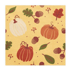 Napkins Pumpkins and acorns, 33x33 cm, orange