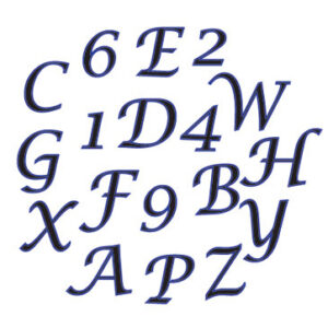 FMM Tappit Cutter Alphabet & Numbers Upper Case Script Italic