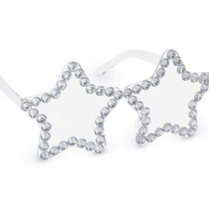 Glasses Stars with rhinestones, 14.5x7 cm, silver