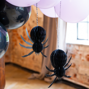 Halloween hanging decorations Honeycomb spiders black 2pcs.