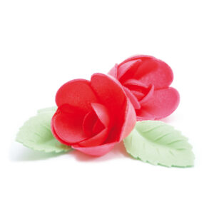 ScrapCooking Wafer Decoration Red Rose & Leaf set/10
