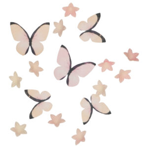 Wilton Edible Wafer Decorations Flowers & Butterflies Ombre Pink set/30