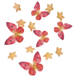 Wilton Edible Wafer Decorations Flowers & Butterflies Orange Pink set/30
