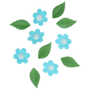 Wilton Edible Wafer Decorations Flowers & Leaves Blue set/11