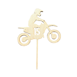 Wooden cake topper, Moped rider 15