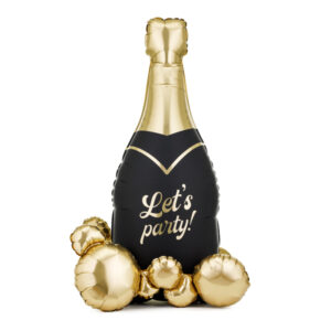 Standing foil balloon Bubble Bottle, 79x114 cm, black and gold