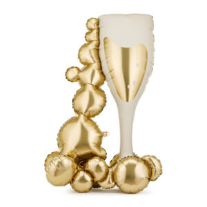 Standing foil balloon Bubble Glass, 69x105.5 cm, beige and gold